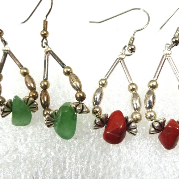 lot of 6 Handcrafted Liquid Silver Black Onyx Quartz Chandelier dangle earrings - Picture 5 of 9